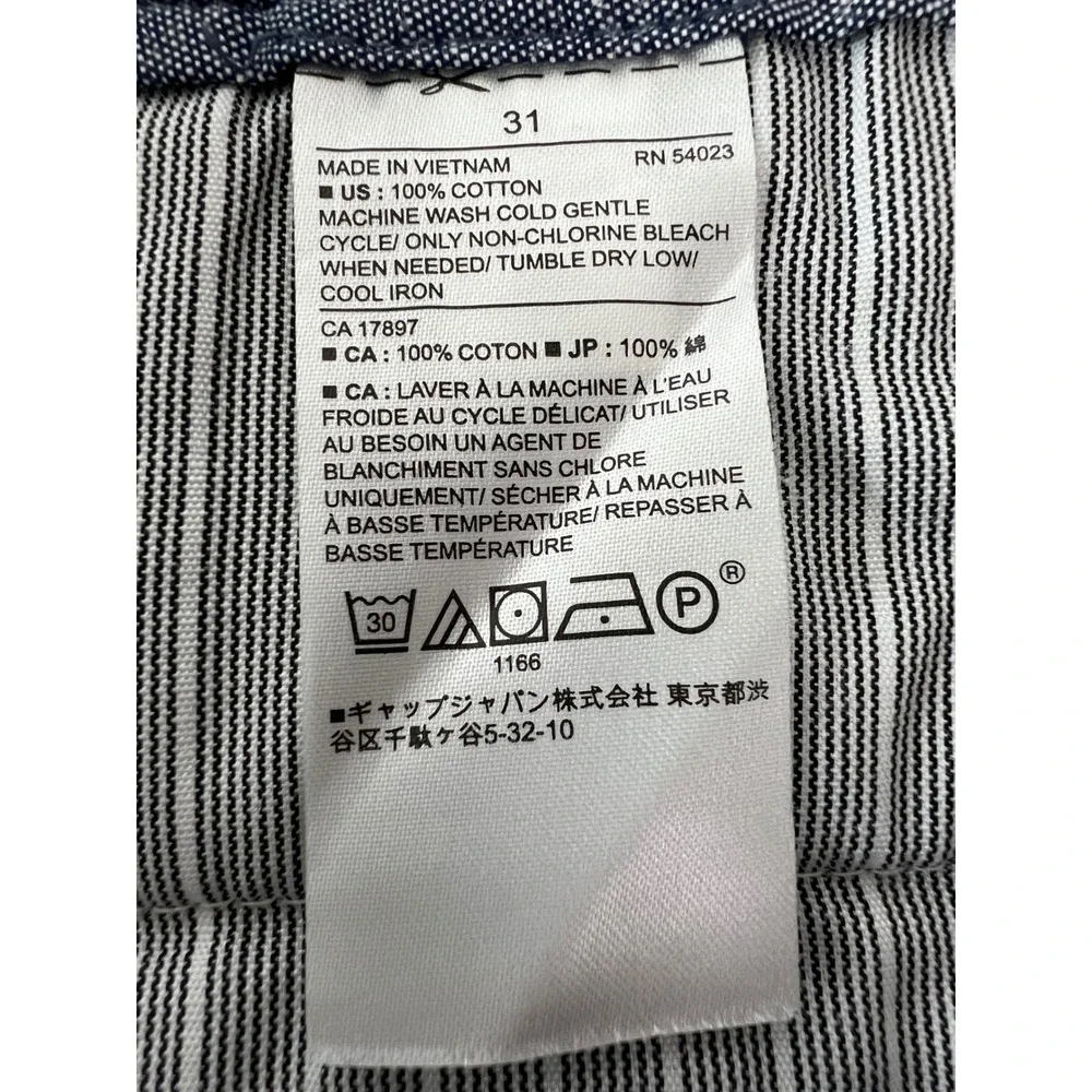 Banana Republic Aiden Short Mens 31 Plaid Blue White Cotton Casual Excellent